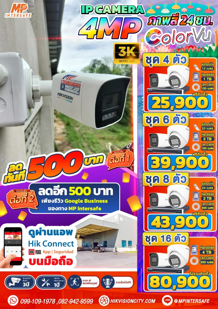 ชุดกล้องวงจรปิดCamera IP 4mp ColorVu month 11