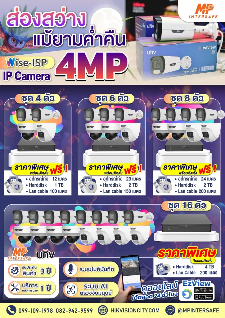 ชุดกล้องวงจร UNV IP 4mp owlview